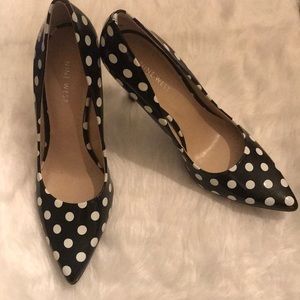 Black and White Polkadot Heels NWOT